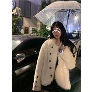 探してたアウターとの出会い 韓国ファッション 冬 気質 スリム 単体ボタン 毛皮 子羊の髪 コート