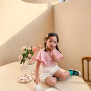 2022春夏新作 子供シャツ かわいい キッズ 無地 通気性 半袖 女の子 韓国子供服 4色 超人気