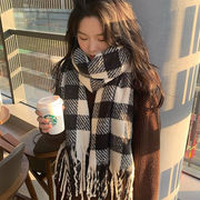 快適である 秋冬 ショール 韓国語版 トレンド スカーフ デュアルユース 厚手 チェック柄 よだれかけ