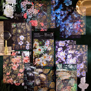 文具 PET+紙シール貼紙 ビンテージ 手帳素材 封口貼  自然植物 花葉 写真撮影 2枚入