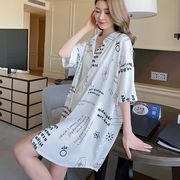 セクシーなアイスシルクネグリジェ女性夏プラスサイズシャツスカートパジャマホームウェア
