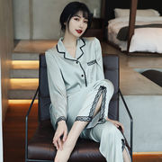 新型春秋夏パジャマ女性長袖セット韓国版シルクファッション家庭服