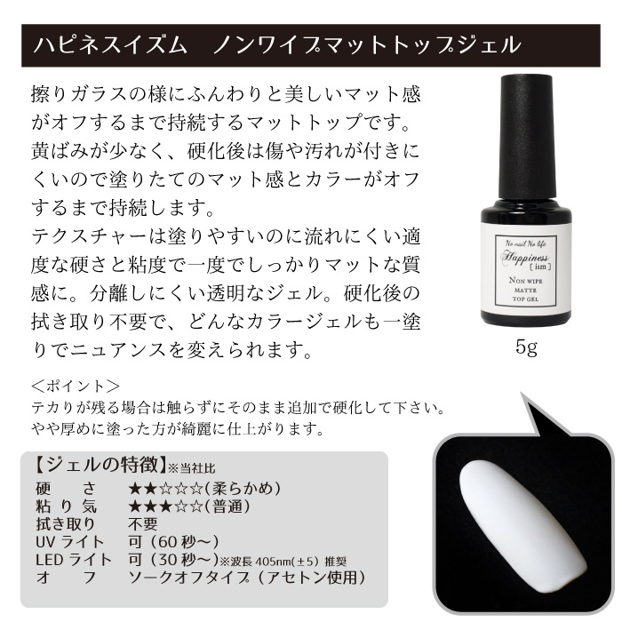 ハピネスイズム ノンワイプトップ マットトップ ベース 国産プロ