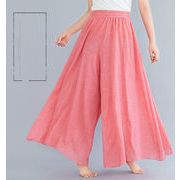 スッキリ美人楽ちん綺麗め涼しげスカーチョワイドパンツLLD51スカンツウエストゴムフレアパンツ韓国パンツ