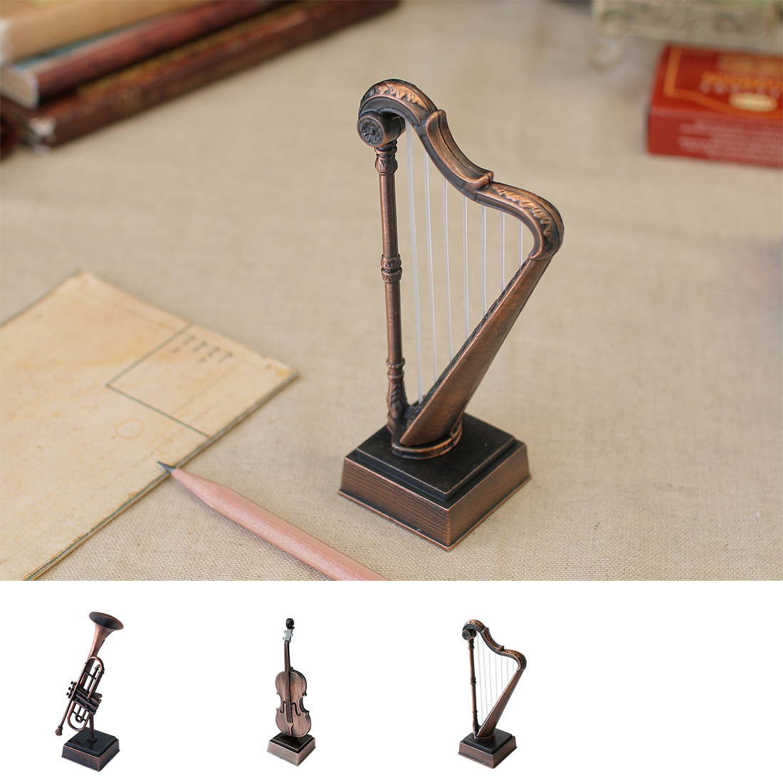 ミニチュア鉛筆削り[小さな置物 アンティーク ヨーロピアン 楽器