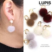 ピアス パール ファー ボール サークル ルピス
