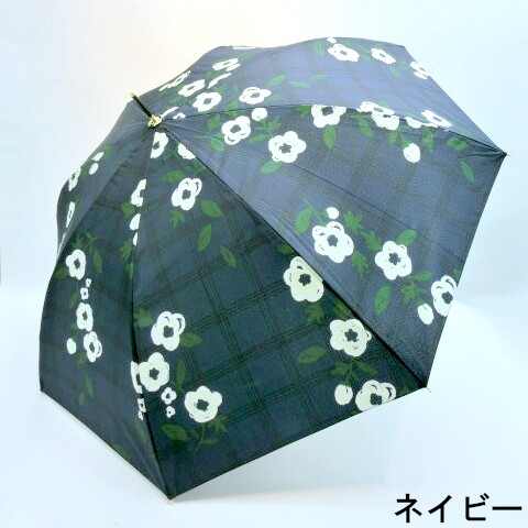 【雨傘】【長傘】白花柄♪風に強い耐風仕様のジャンプ雨傘
