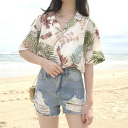 レディース シャツ ブラウス アロハシャツ ハワイシャツ 半袖 花柄 ビーチ 浜辺 リゾート ゆったり