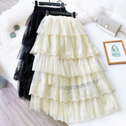 チュールスカート　ロングスカート　フリル　ビンテージ　レディース　韓国ファッション