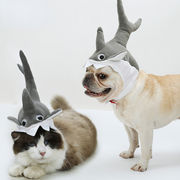 ペットシャークハット超キュートでキュートな変身ヘッドギア猫と子犬のヘッドギア変装帽子