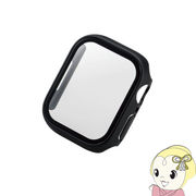 ELECOM エレコム Apple Watch 41mm用 フルカバーケース プレミアムガラス 高透明 ブラック AW-21BFCGBK