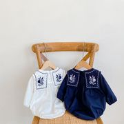 2022【秋冬新作】韓国風子供服 ベビー服 女の子 刺繍 連体服 二色