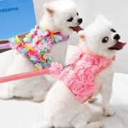 ペット用品 リード ベスト ロープ 花飾り お散歩 お出かけ 小型犬 犬