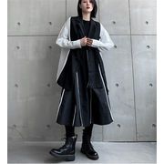 柔らかな雰囲気 韓国ファッション 2022年新作 スカート 春秋 ストライプ イレギュラー ミドル丈