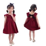 ガールズドレスサマープリンセスドレス韓国の子供用プリーツノースリーブバックレススカート