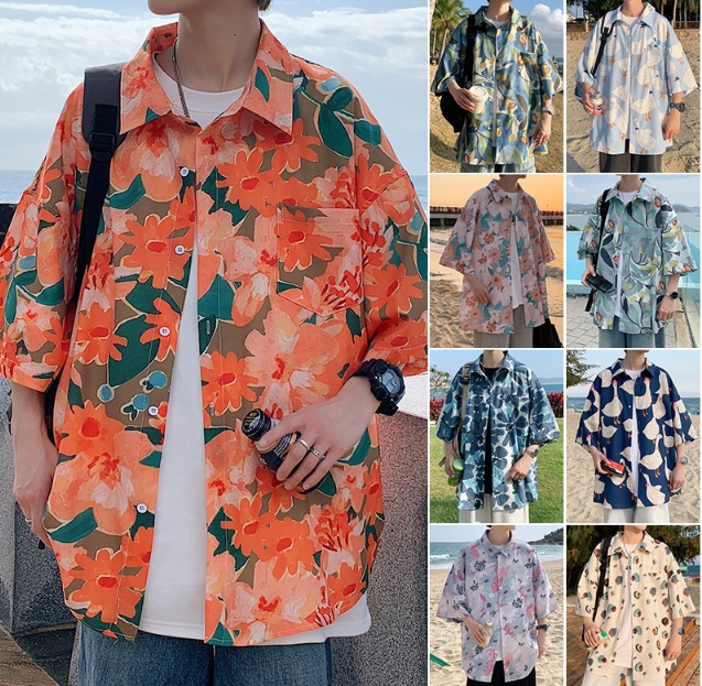 ハワイ  新作！！ メンズ シャツ ハワイシャツ 半袖 花柄 ビーチ ゆったり リゾート 人気  男女兼用 8色