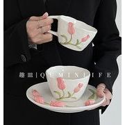 INS 花柄  カップ 陶磁器 インテリア マグカップ  茶碗 浮彫 コーヒーカップ  ウォーターカップ お皿