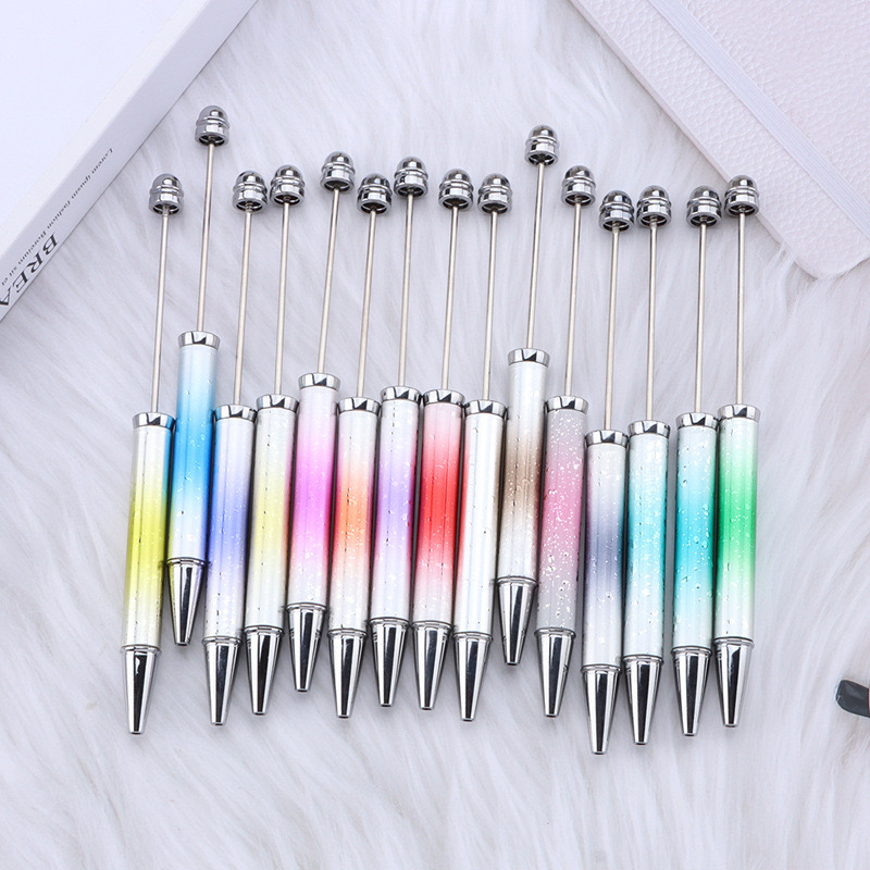 ●貴重/ダークグリーン手染めペイント×星空ビーズ×ロンデル カスタムボールペン ○貴重/ダークグリーン手染めペイント×星空ビーズ×ロンデル