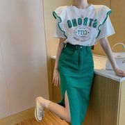 【2022年夏新作】レディース服　Tシャツ　ロングスカート　セットアップ　グリーン　ファション　S#-XL#
