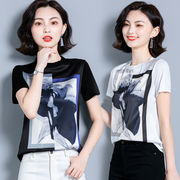 韓国ファッション新品　プリントTシャツレディース　夏　