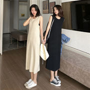 ワンピース 韓国ファッション レディース 百掛け サスペンダー  ミディアム丈 ベストスカート