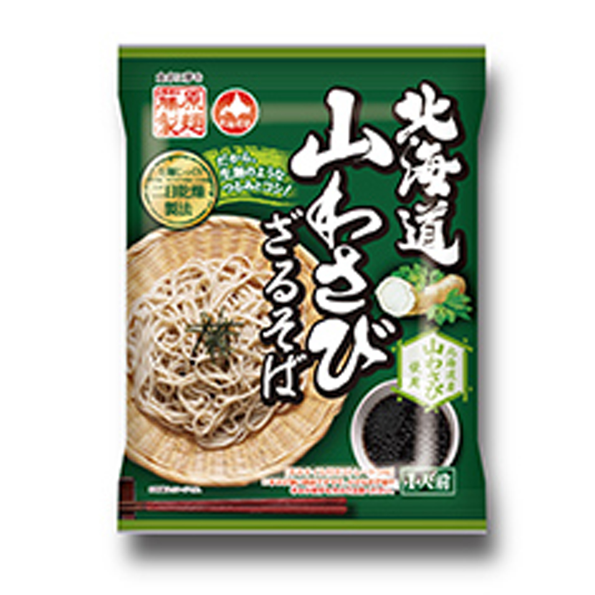 「乾麺」北海道山わさびざるそば（藤原製麺）