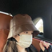 帽子　バケットハット　PU　レディース　ファッション　韓国風　オシャレ　秋冬