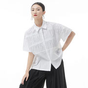 初回送料無料レディース夏の半袖プリーツシャツトップスファッション人気商品オシャレ