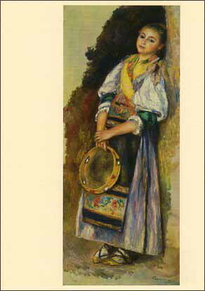 ポストカード アート ルノワール「イタリアの少女とタンバリン」名画 郵便はがき