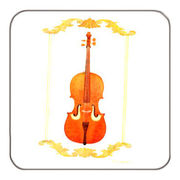 コースター 山田和明「さえずり」水彩画 バイオリン