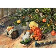 ポストカード クリスマス アート ウェーバー「クリスマスの妖精からのプレゼント」名画 郵便はがき