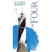 ロングポストカード サマーカード 夏の灯台「北緯47度17分 西経2度38分 1822年建立 Le FOUR」