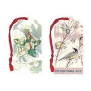 ダイカットギフトタグ2枚セット クリスマス「星の飾り 小鳥たち」メッセージカード