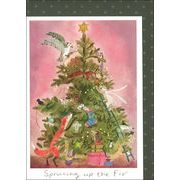 グリーティングカード クリスマスカード「モミの木を整える」メッセージカード
