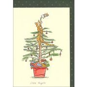 グリーティングカード クリスマス「リトル エンジェル」メッセージカード 猫