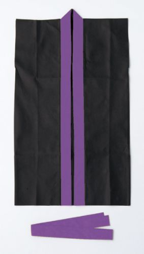 【ATC】ロングハッピ不織布黒(紫襟)幼児～小学校低学年用ハチマキ付 4567