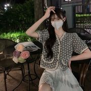 【2022夏服】韓国風レディース服　ゆったり シンプル　カジュアル　きれいめ　半袖ブラウス
