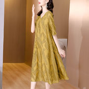 初回送料無料夏の新しいドレスプラスサイズVネックロングスカートワンピース人気商品CR-9782