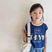 子供服2022年夏の新製品ノースリーブシャツ、女の子の韓国版のクマ柄ノースリーブ子供用ベスト、Tシャツ