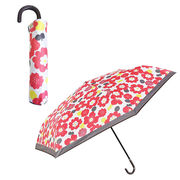 晴雨兼用　コンパクト傘　花柄　レッド　折りたたみ傘　48入　