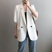 合わせやすい服で 韓国ファッション コートカジュアル 薄い 快適である 新品 ピュアカラー スーツ 半袖