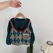 子供　カットソー　韓国子供服  インナー　チョッキ　セットアップ　セーター　ベスト　カジュアル　可愛い