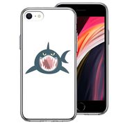 iPhoneSE(第3 第2世代) 側面ソフト 背面ハード ハイブリッド クリア ケース サメ リンゴ飲み込む