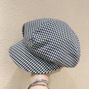 秋 韓国ファッション 帽子 減齢 レディース かわいい ベレー帽 チェック おしゃれな sweet系