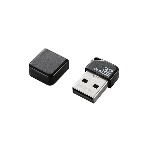 エレコム USBメモリ/USB2.0/小型/キャップ付/32GB/ブラック MF-SU2B