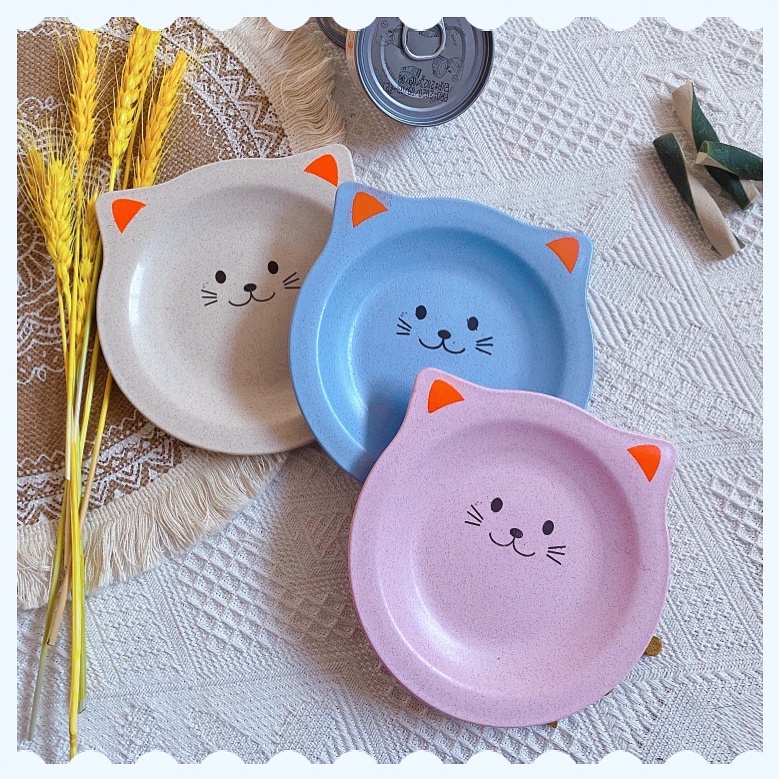 【春夏新作】 ペット用小皿 丸皿 プレート 猫柄 ネコ柄 食器 犬猫兼用