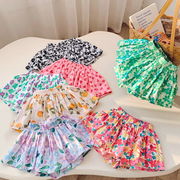 キッズキュロットパンツ　花柄　ショートパンツ　スカート　可愛い　韓国風子供服　夏新作