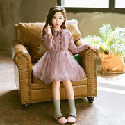 キッズワンピース　ふんわりチュール　ドレス　フォーマル　韓国風子供服　110-160cm