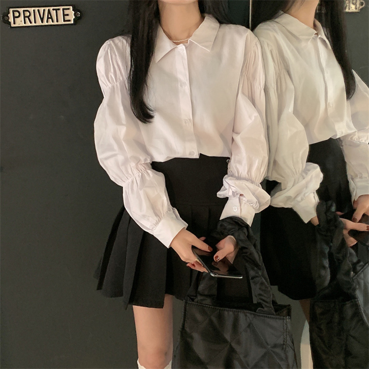 安価な！韓国ファッション 3点セット スリム プリーツスカート シャツ ハイウエスト ミニスカート