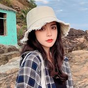 新しい漁師の帽子の女性の韓国語バージョンのファッションオールマッチ春と夏の破れたキャンバス日焼け止め